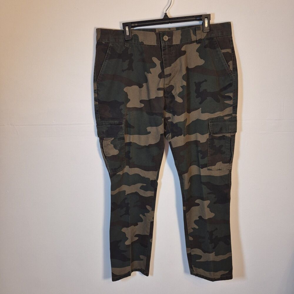 Chams Camouflage Pants Mens Size 36x31 Green Tan Cargo Straight Leg